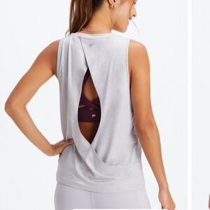 Fabletics Open Back Muscle / Tank Tee in Light Gray